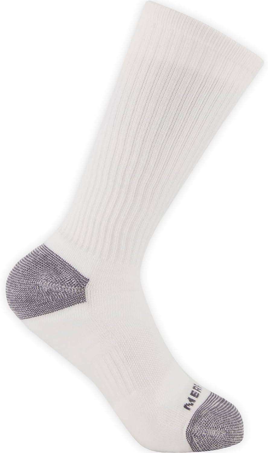 Merrell Unisex Eco Cushioned Crew Socks, Recycled Sustainable Hiker With Targeted Cushion