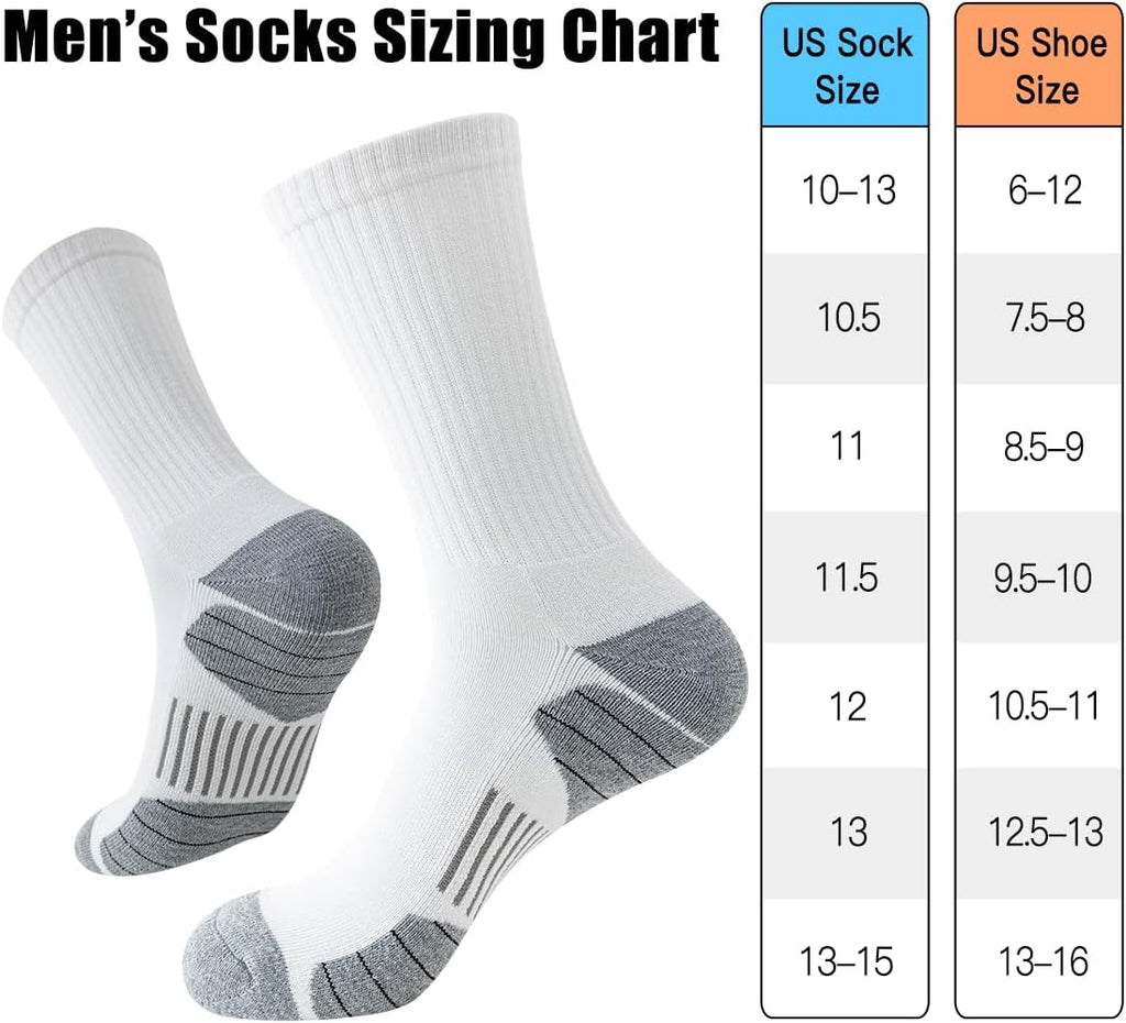 JOYNÉE 8 Pairs Mens Athletic Crew Socks Cushion Running Work Breathable Outdoor Socks for Men