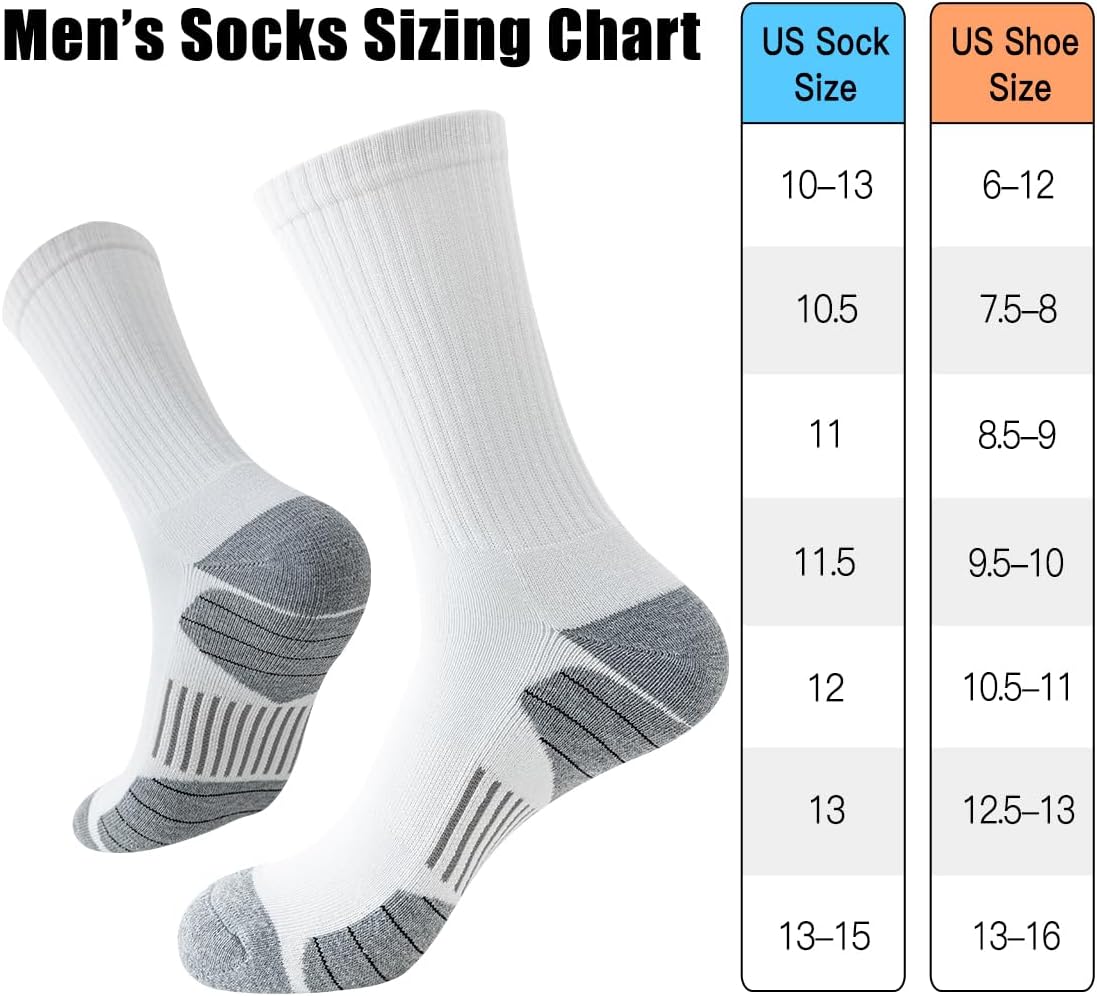 JOYNÉE 8 Pairs Mens Athletic Crew Socks Cushion Running Work Breathable Outdoor Socks for Men