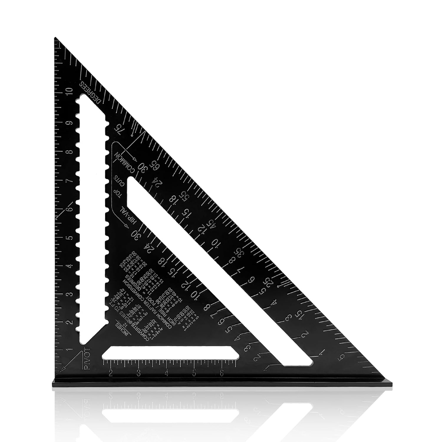 12 inch Rafter Square Aluminum Alloy Double Scale Triangle Ruler Angle Ruler Carpenter Triangle Square Rafter Tool Mensurement Tool for Woodworking and Carpentry