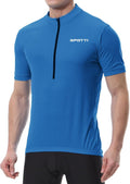 Spotti Men's Cycling Jersey Short Sleeve Half-Zip Bike Shirt, 4 Pockets