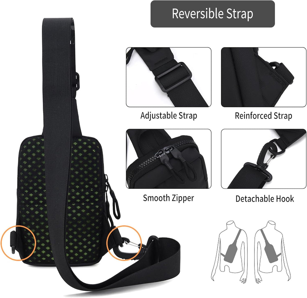 Peicees Small Crossbody Bag for Men Women Mini Sling Bag Travel Running Phone Daypack Cross Body Shoulder Bags with Keyholder