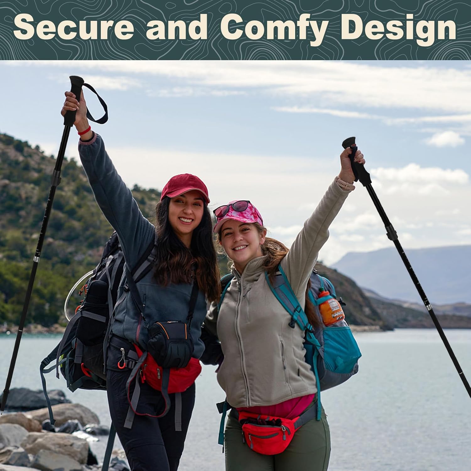 Trekking Poles for Hiking, 2Pcs Aircraft-Grade Aluminum Alloy Walking Sticks for Hiking, Hiking Sticks with EVA Foam Grip, Hiking Poles Collapsible Lightweight for Trekking, Camping