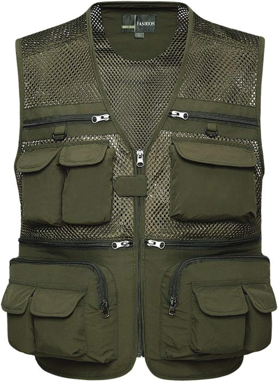 Lentta Men's Fishing Vest Summer Outdoor Lightweight Work Photo Vest 16 Pockets