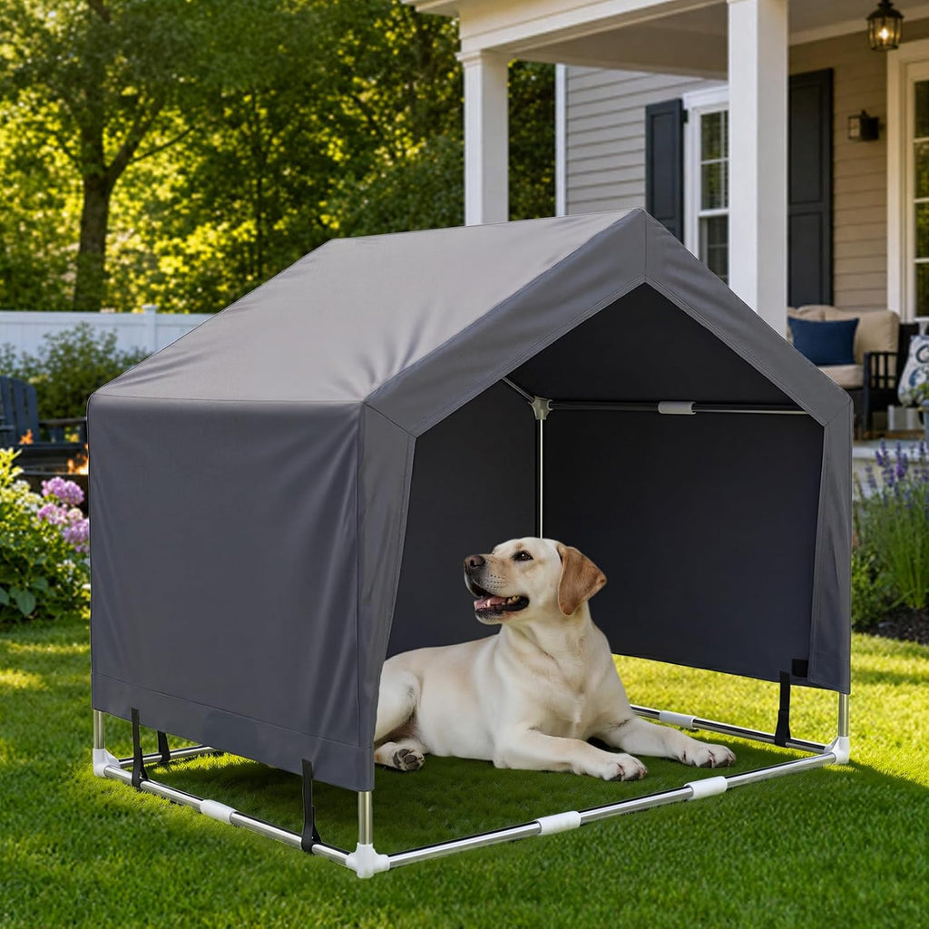 Outdoor Dog House Tent, Stainless Steel Frame Dog Shade Shelter, Large Dogs