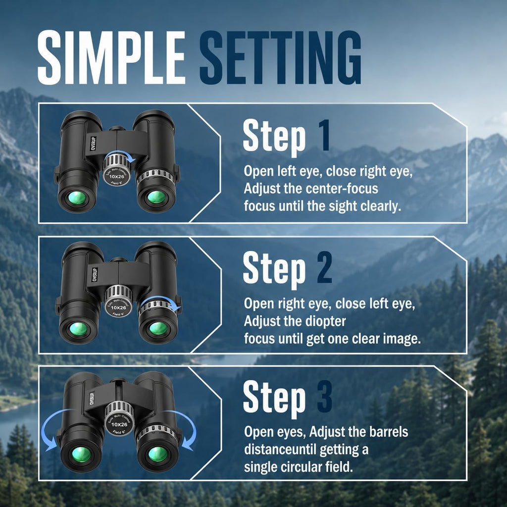 10x26 Compact Binoculars for Adults Travel Cruise Ship Birding Waterproof
