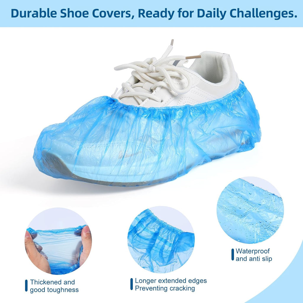 LYSHIYI 200 Pcs Shoe Covers Disposable Non Slip, Waterproof Shoe Covers Disposable for Indoors, 15-20'' Adjustable Size Boot Covers for US 6 to 14 Size