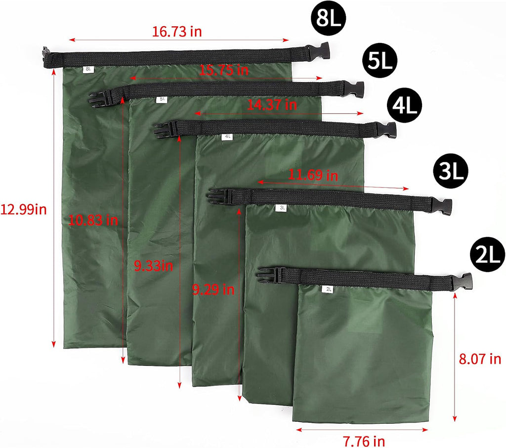 Dry Bags Waterproof Set, 5 Packs Ultralight Waterproof Bags Small Stuff Sack Water Proof Bag Dry Packs, Outdoor Dry Bag Keep Gear Dry for Backpacking Hiking Boating Camping Travel