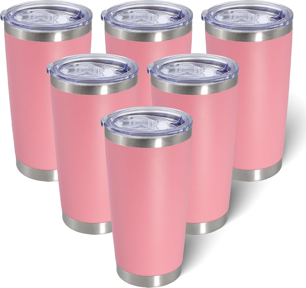 AIANJI 20oz Tumbler with Lid Stainless Steel Tumblers Insulated Mug Pink 6P