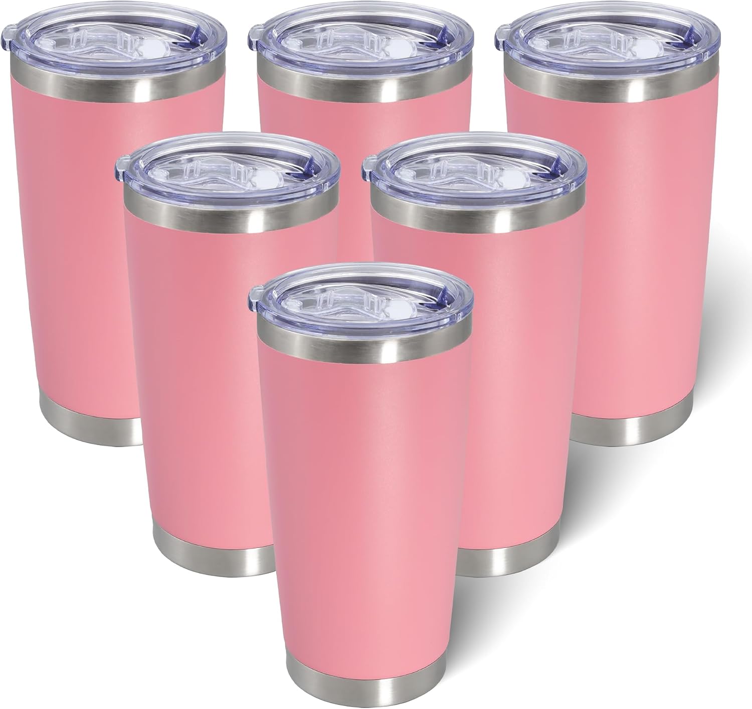 AIANJI 20oz Tumbler with Lid Stainless Steel Tumblers Insulated Mug Pink 6P