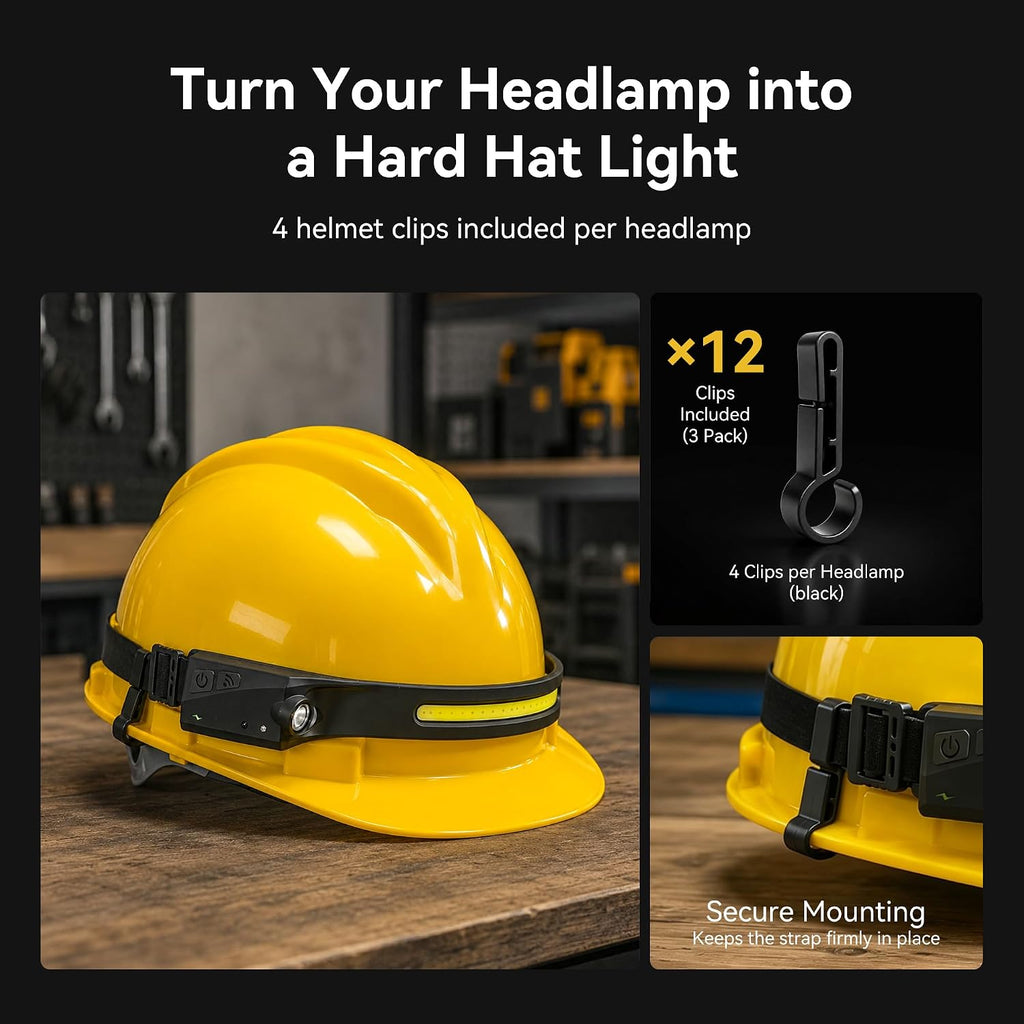 EGUKU Rechargeable Headlamp 3 Pack, 230° Wide Beam LED Head Lamp for Adults