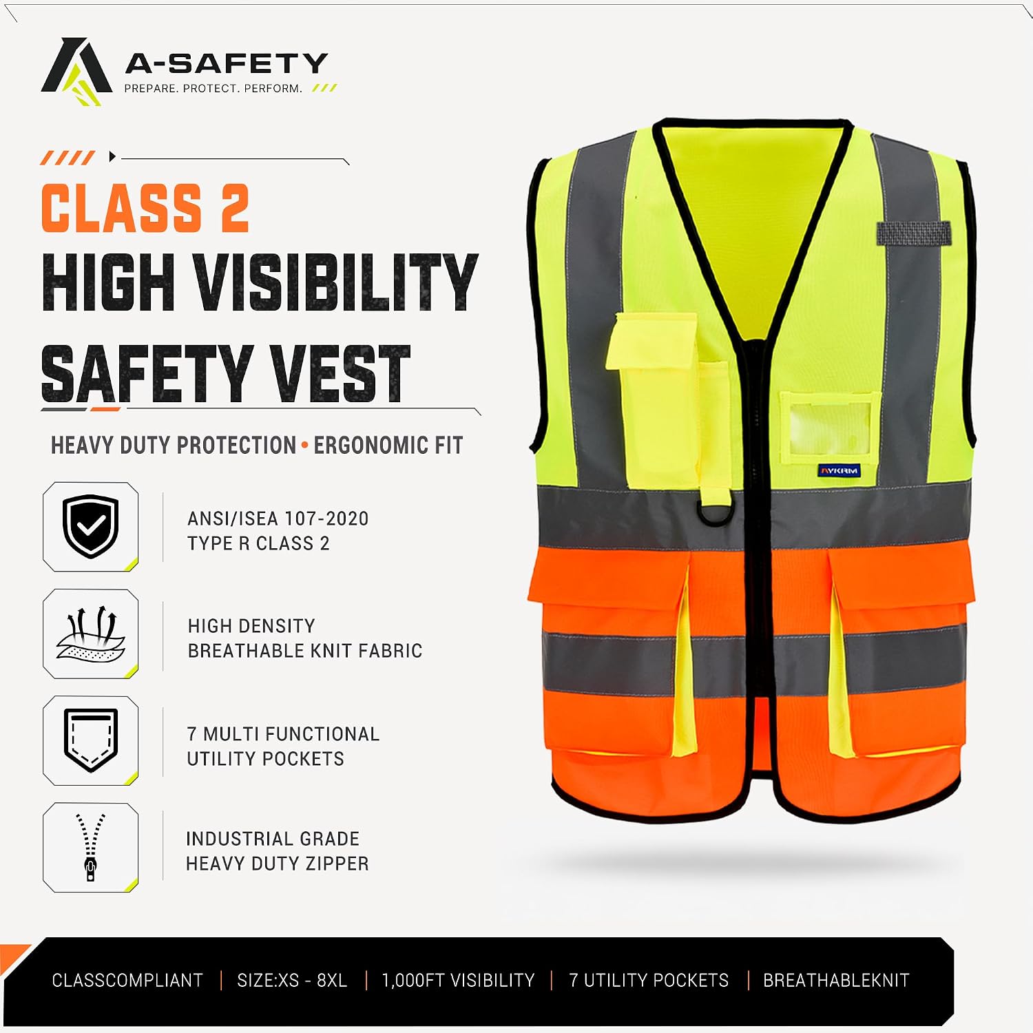 A-SAFETY High Visibility Reflective Safety Vest Customize Logo (XS-8XL)