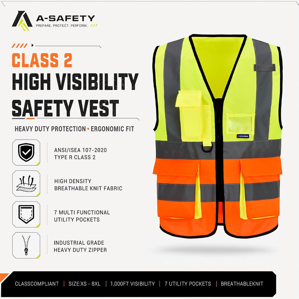 A-SAFETY High Visibility Reflective Safety Vest Customize Logo (XS-8XL)