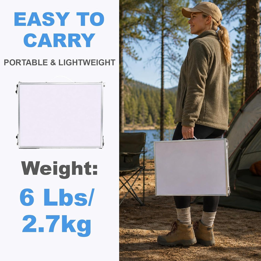 Moosinily Small Camping Table 4FT Folding Picnic Table Foldable Low Camp Table Portable Short Aluminum Outdoor Short Floor Beach BBQ Travel White 47.2×15.7 inch
