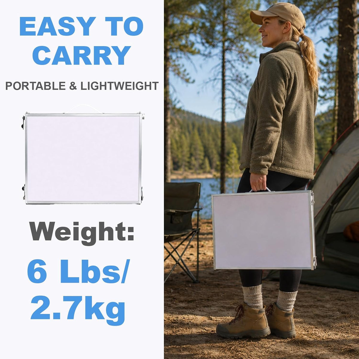 Moosinily Small Camping Table 4FT Folding Picnic Table Foldable Low Camp Table Portable Short Aluminum Outdoor Short Floor Beach BBQ Travel White 47.2×15.7 inch