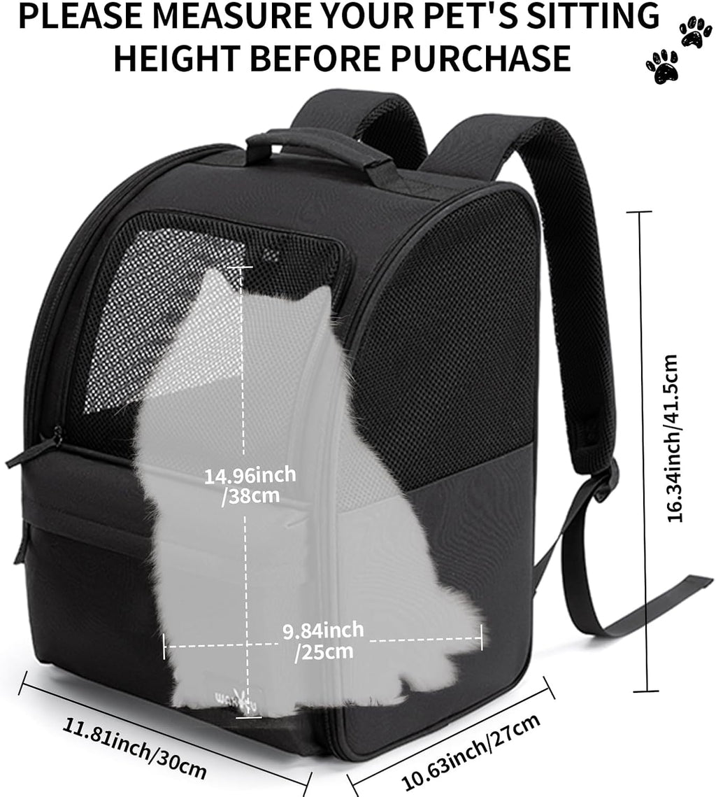 wakytu Cat Carrier Backpack,Pet Backpack Carrier for Small Cats Dogs,Black