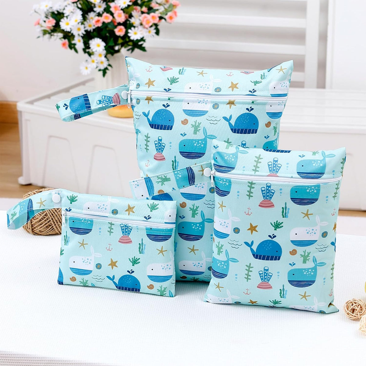 Happy Flute 3 Set Wet Bag Storage Bag Zipper Waterproof Washable