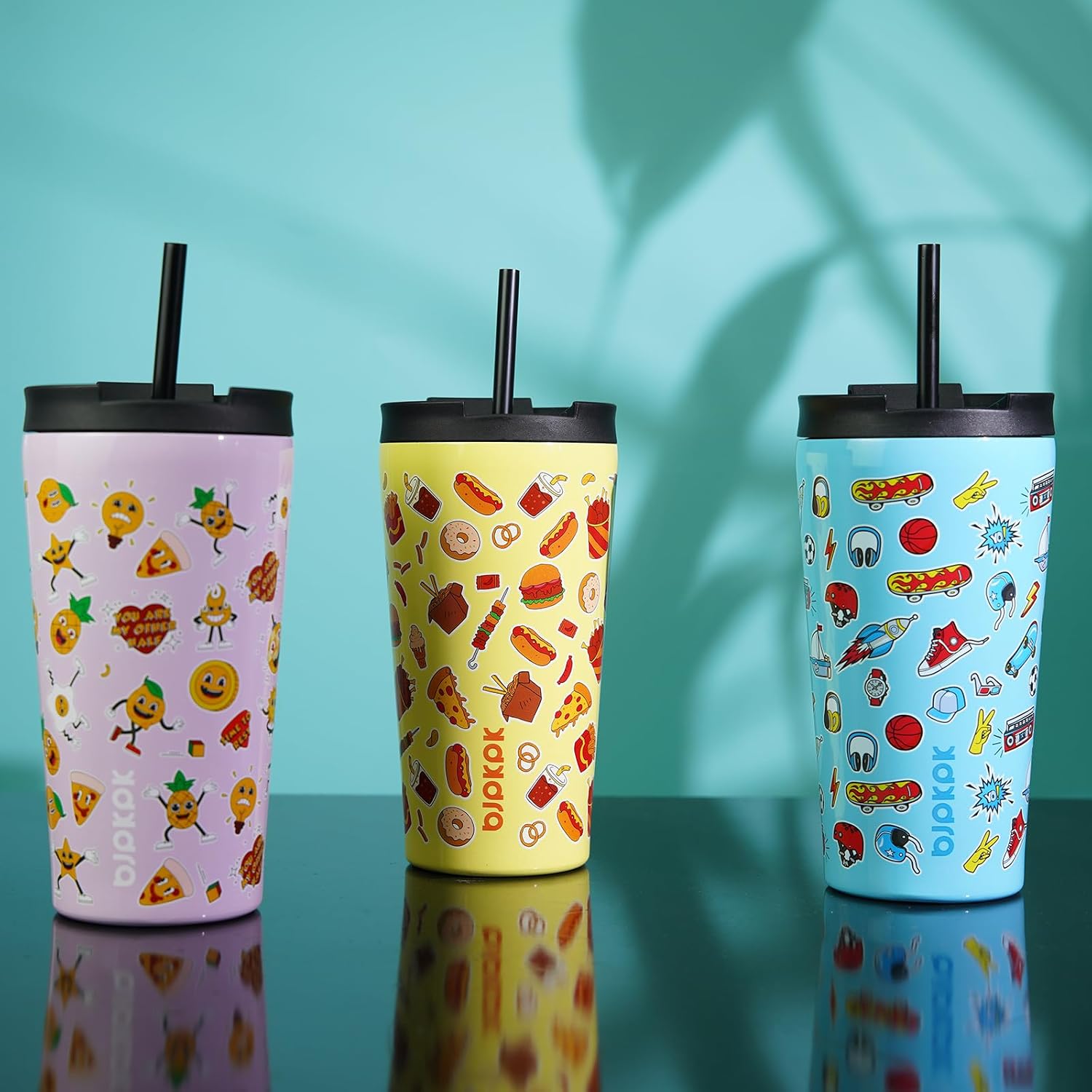 BJPKPK 18 oz Coffee Tumbler with Straw, Insulated Stainless Steel Cup