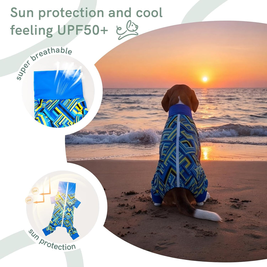 Dog Anxiety Relief Pajamas, Dog Sun Protection UV Shirt for Medium Small Large Dogs, Breathable UPF 50+ Pet Clothes for Outdoor, Travel, Beach Gear
