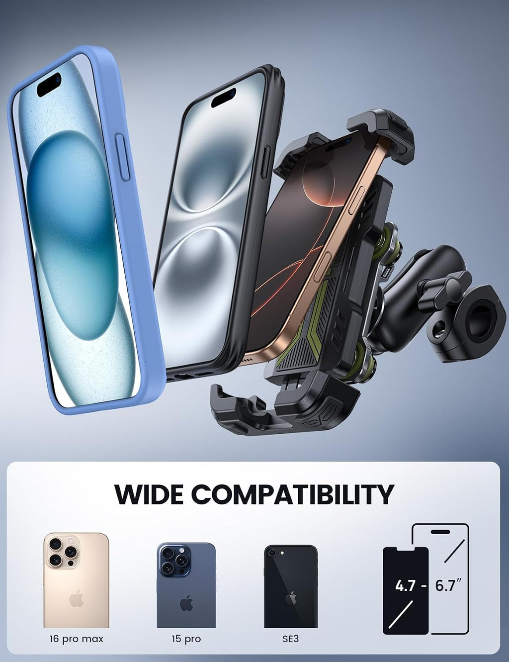 Lamicall Motorcycle Phone Mount Holder with Dual Vibration Dampener