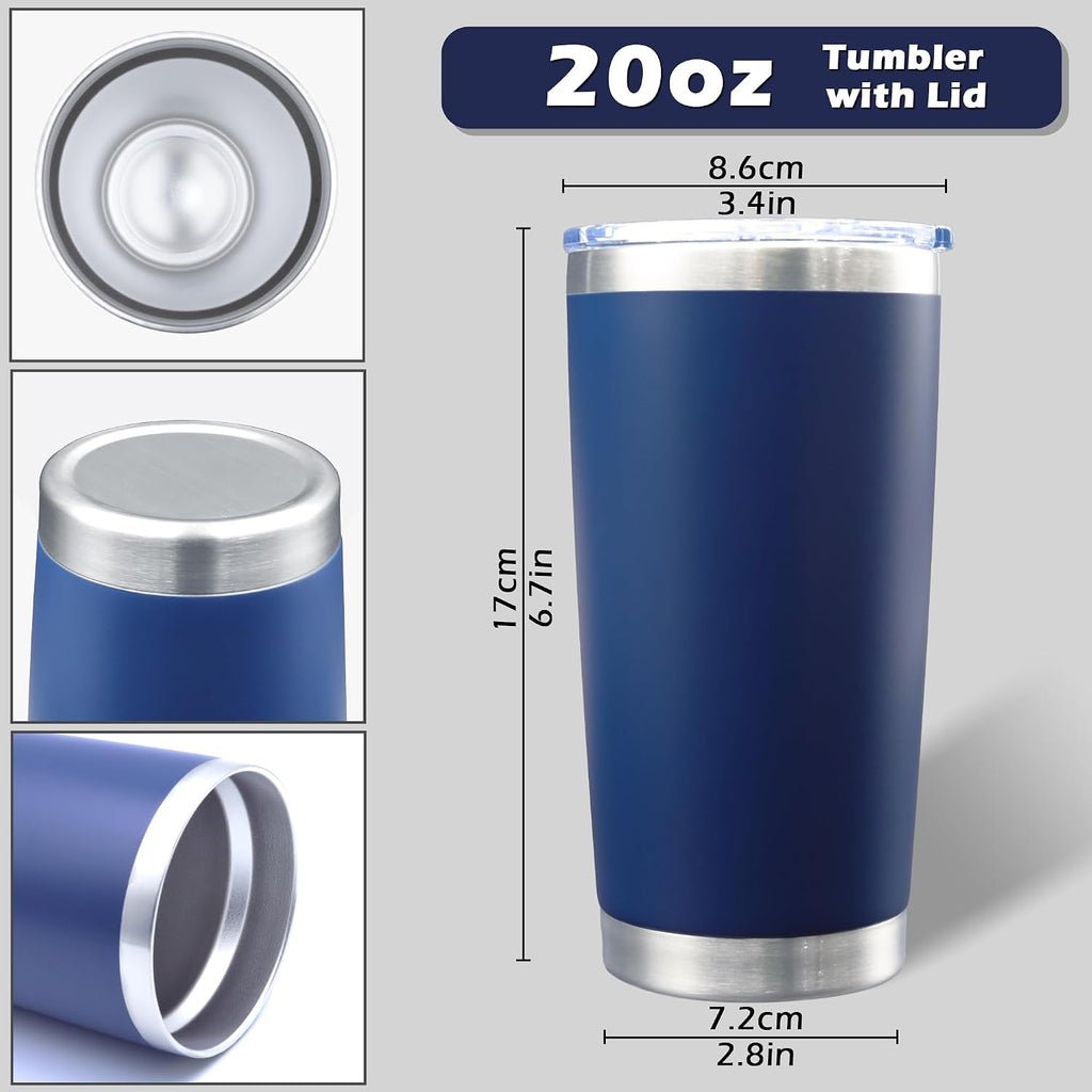 20oz Tumbler with Lid Stainless Steel Tumblers Insulated Mug Navy 12P