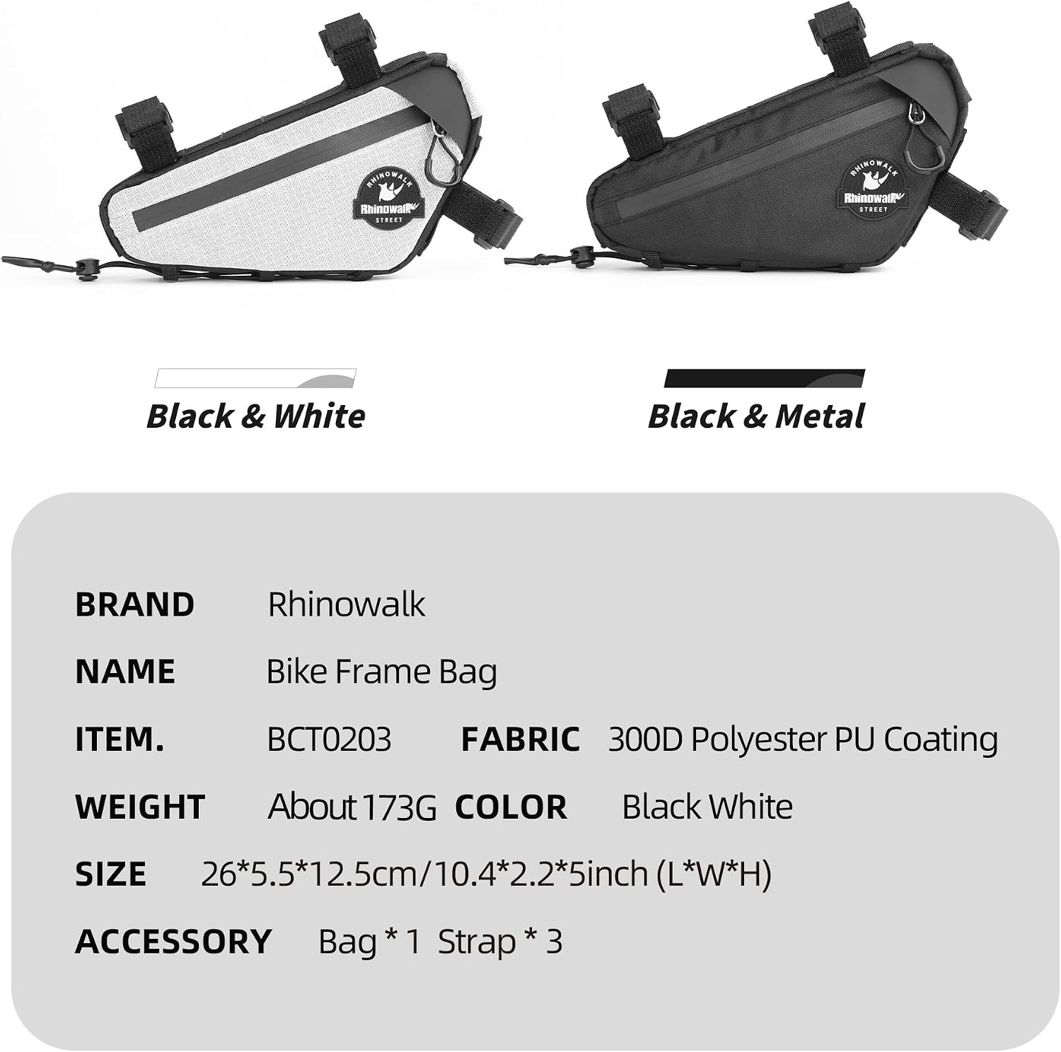 Rhinowalk Bike Frame Bag Under Top Tube Bag Bicycle Triangle Bag with Side Pockets Storage Pouch for Road Mountain Bike