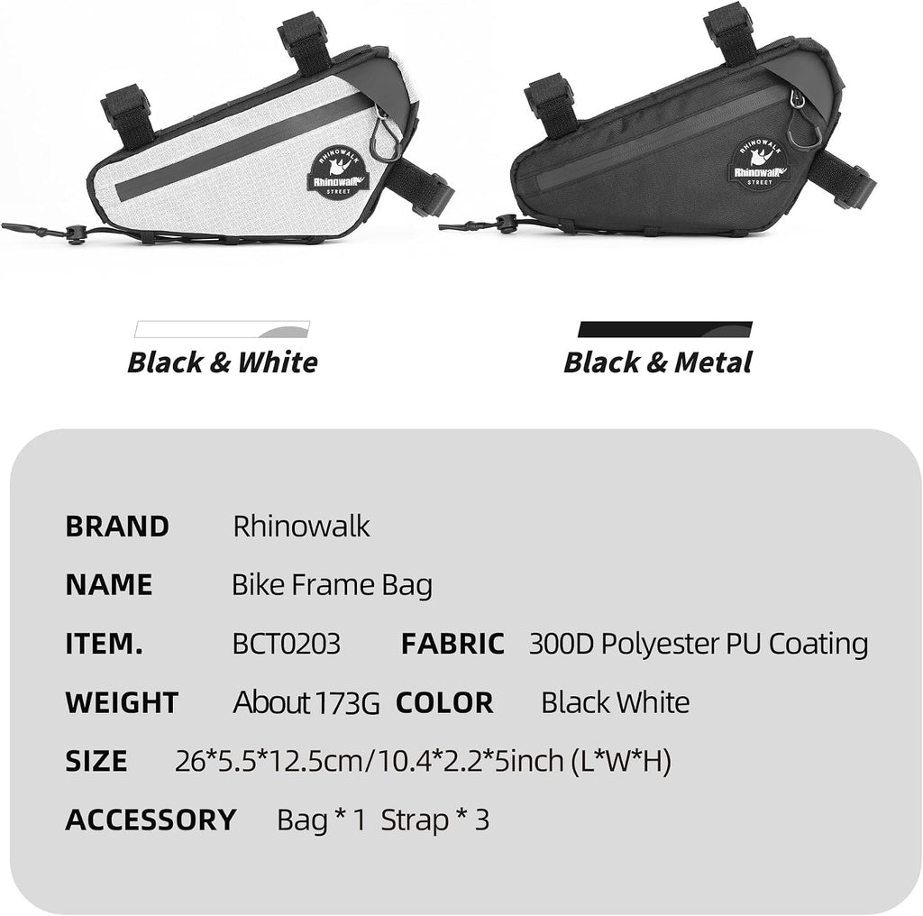 Rhinowalk Bike Frame Bag Under Top Tube Bag Bicycle Triangle Bag with Side Pockets Storage Pouch for Road Mountain Bike