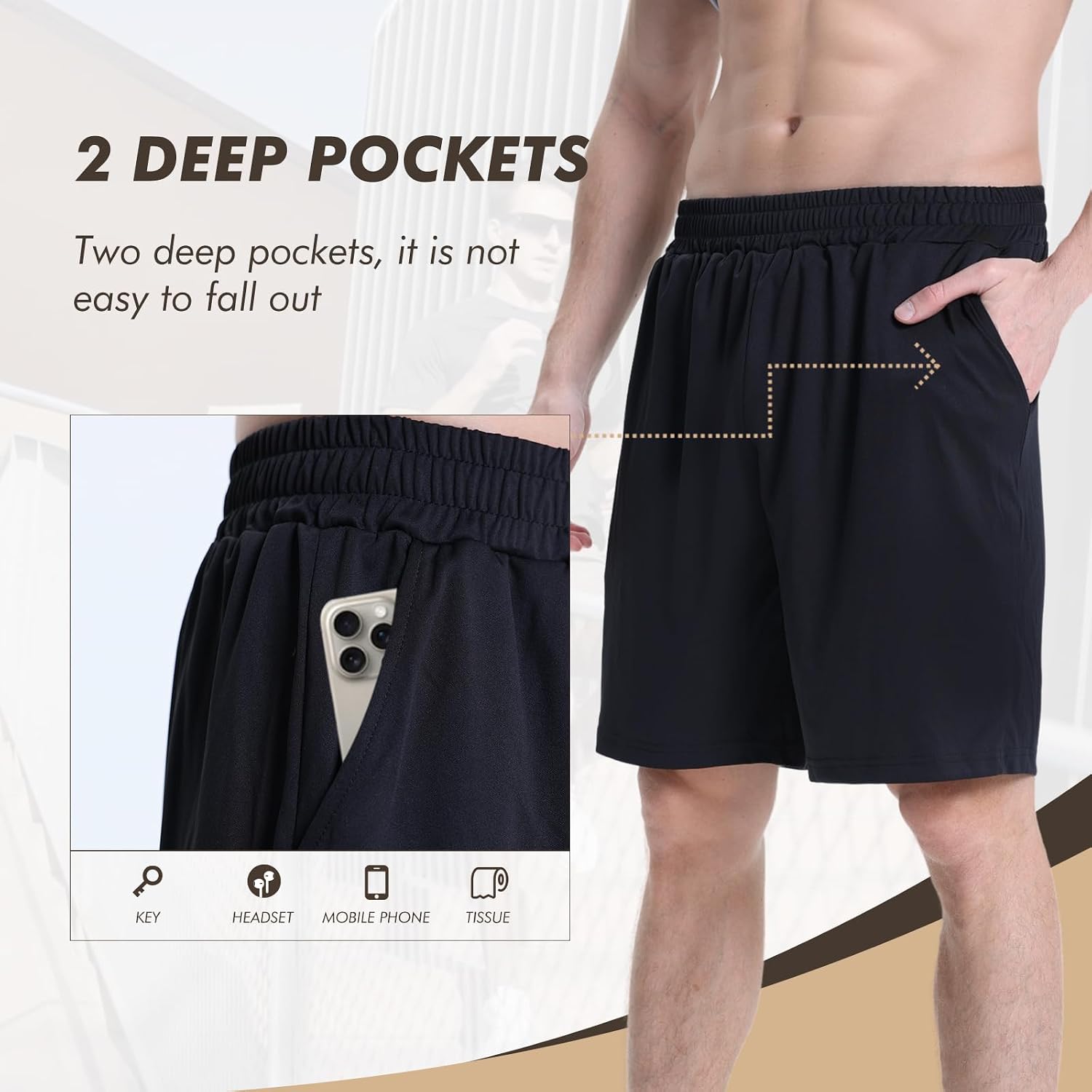 7 Pack Mens Athletic Shorts with Pockets - Gym Basketball Workout Quick Dry