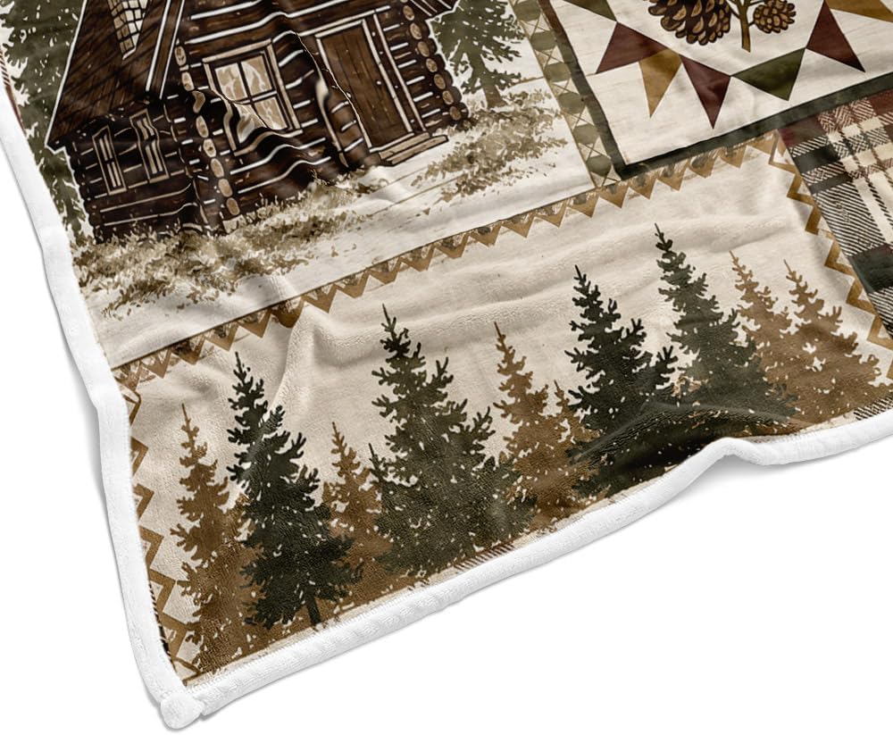 Rustic Cabin Throw Blanket, Welcome To The Cabin Moose Bear Plaid Decor