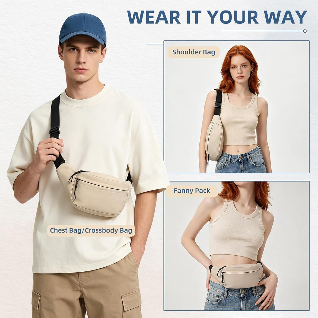 ZOORON Fanny Packs for Women Men Crossbody Waist Pack Bag Running Belt