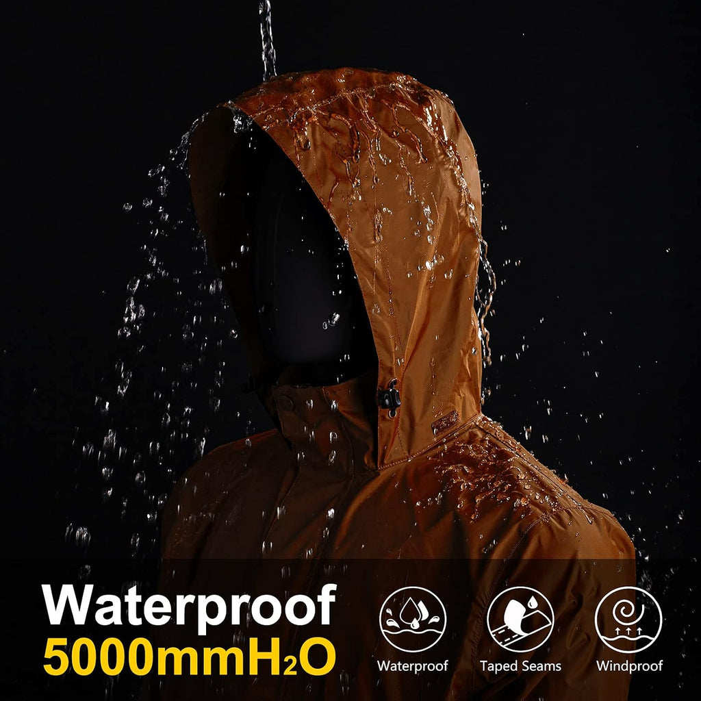 33,000ft Men's Packable Rain Jacket Lightweight Waterproof Golf Raincoat