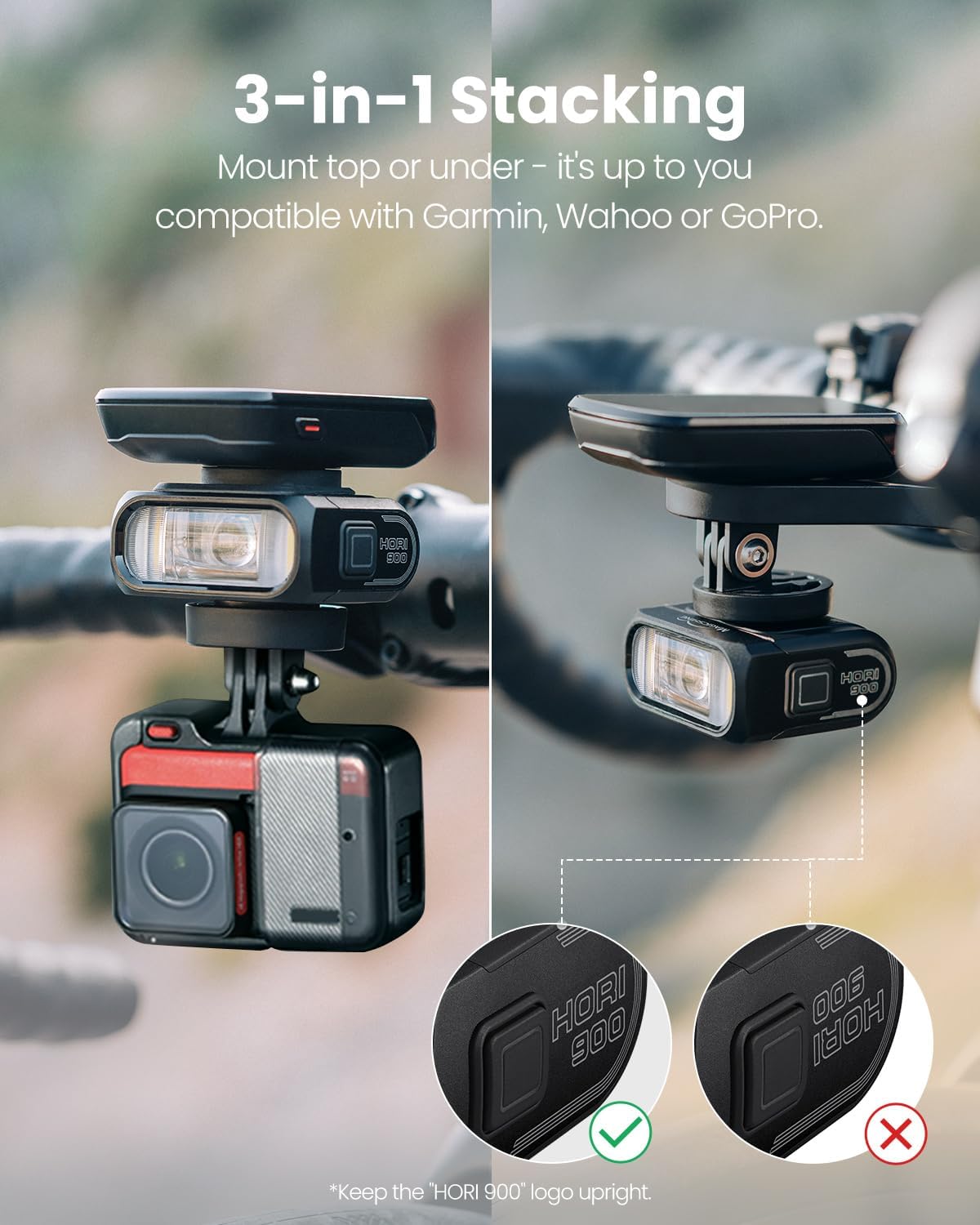 Magicshine Hori 900 Compatible with Garmin/Wahoo Bike Computer Dual Mounted Bike Light 900 Lumens Super Bright Independent DRL Fast USB-C Charging IPX6 Waterproof Rating Bicycle Headlight