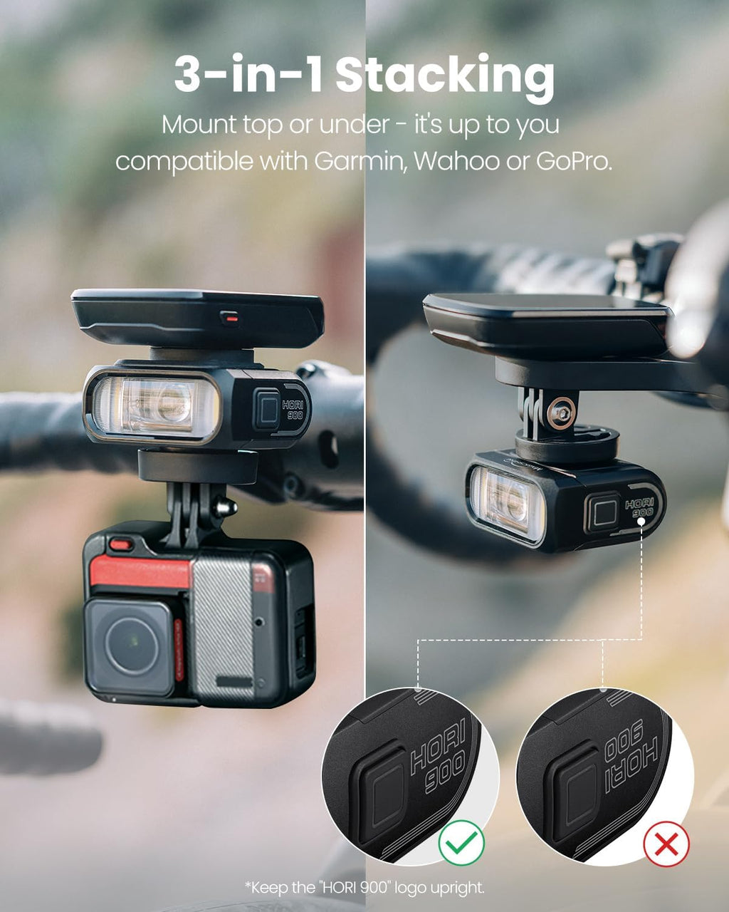 Magicshine Hori 900 Compatible with Garmin/Wahoo Bike Computer Dual Mounted Bike Light 900 Lumens Super Bright Independent DRL Fast USB-C Charging IPX6 Waterproof Rating Bicycle Headlight