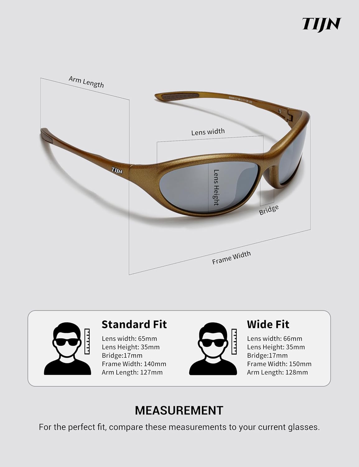 TIJN Sports Sunglasses UV400 Wraparound for Men Women Cycling, Vanta