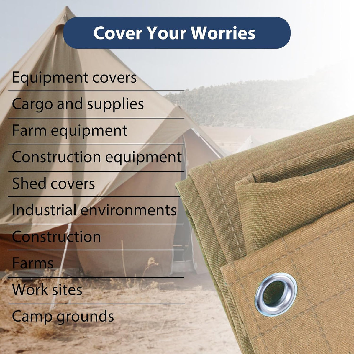 8’x10’ Canvas Tarps Heavy Duty Waterproof Tarpaulins with Aluminum Grommets,UV Resistant, 22Mil Multipurpose Drop Cloth, 14oz Cover Sheet for Outdoor and Indoor Use with Ropes Yellow