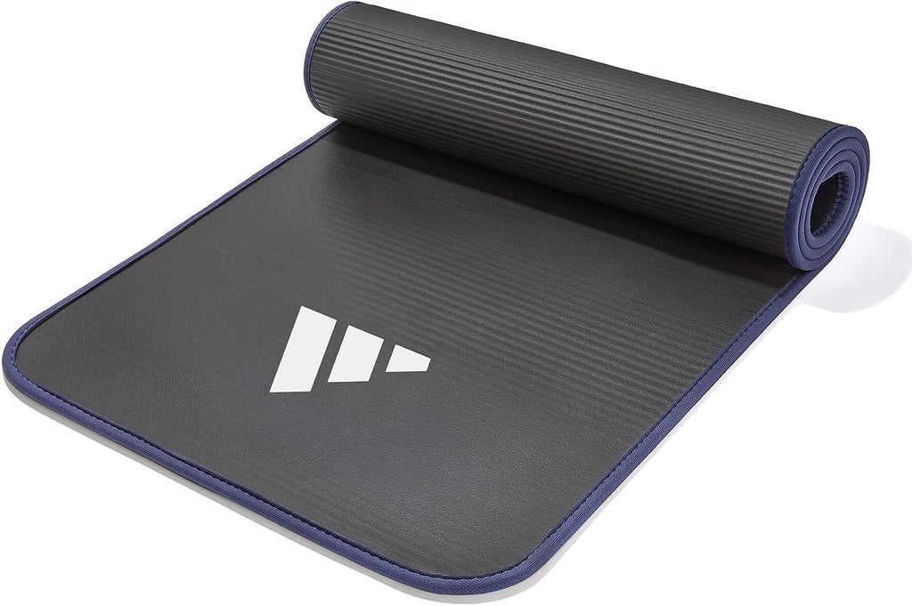 adidas 10mm Extra Thick Training Mat with Carrying Strap and Non-Slip Textured Base - Cushioned Workout Mat for Home Gym, Floor Workouts, and Intense Exercises - Portable and Durable