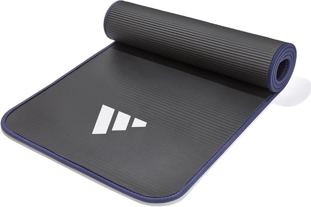 adidas 10mm Extra Thick Training Mat with Carrying Strap and Non-Slip Textured Base - Cushioned Workout Mat for Home Gym, Floor Workouts, and Intense Exercises - Portable and Durable