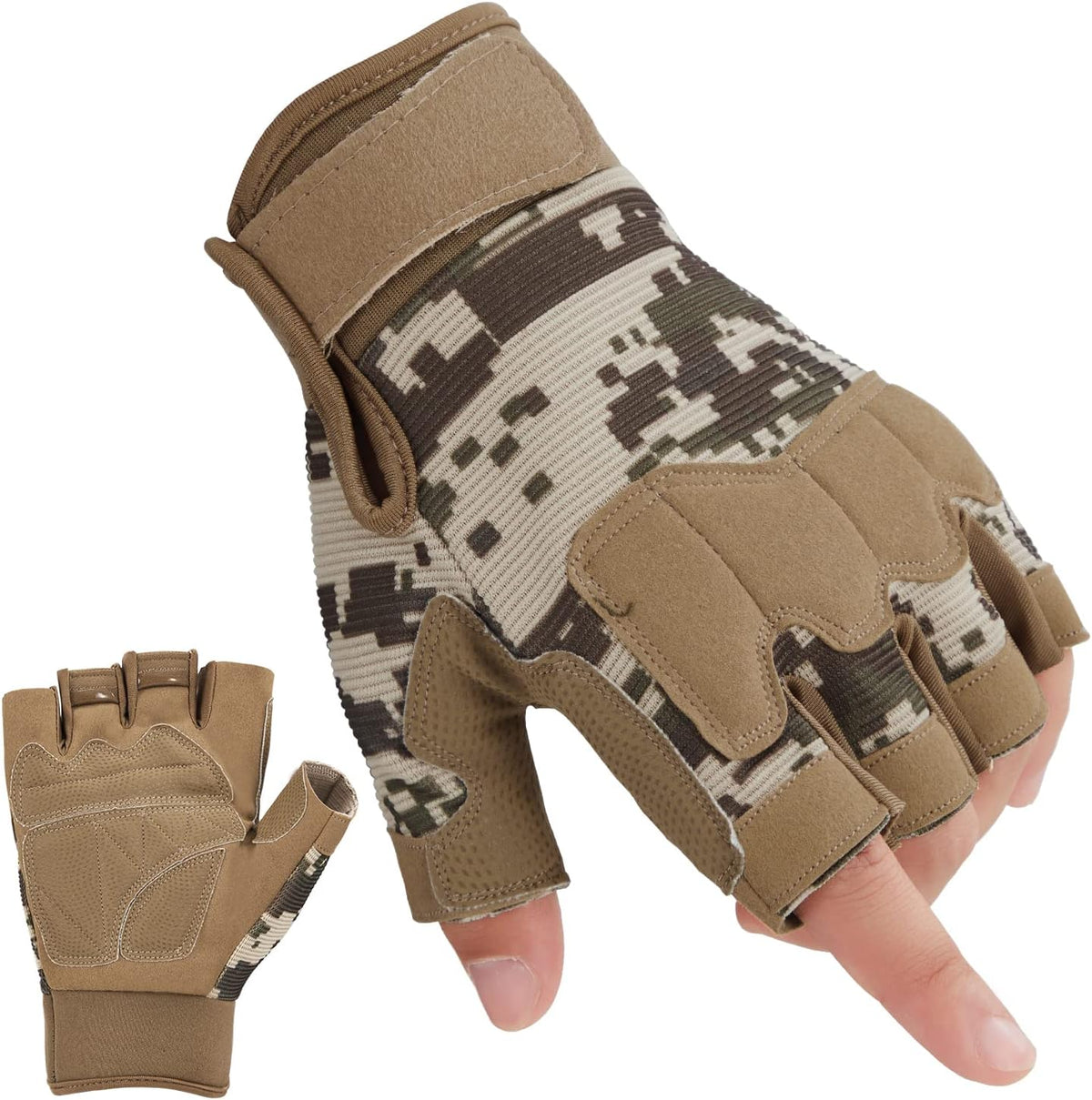 FIORETTO Fingerless Gloves for Men, Breathable Grip Palm Gloves for Motorcycle Riding, Driving, Cycling, Exercise, Workout, Climbing, Hiking and Outdoor Activities M210603