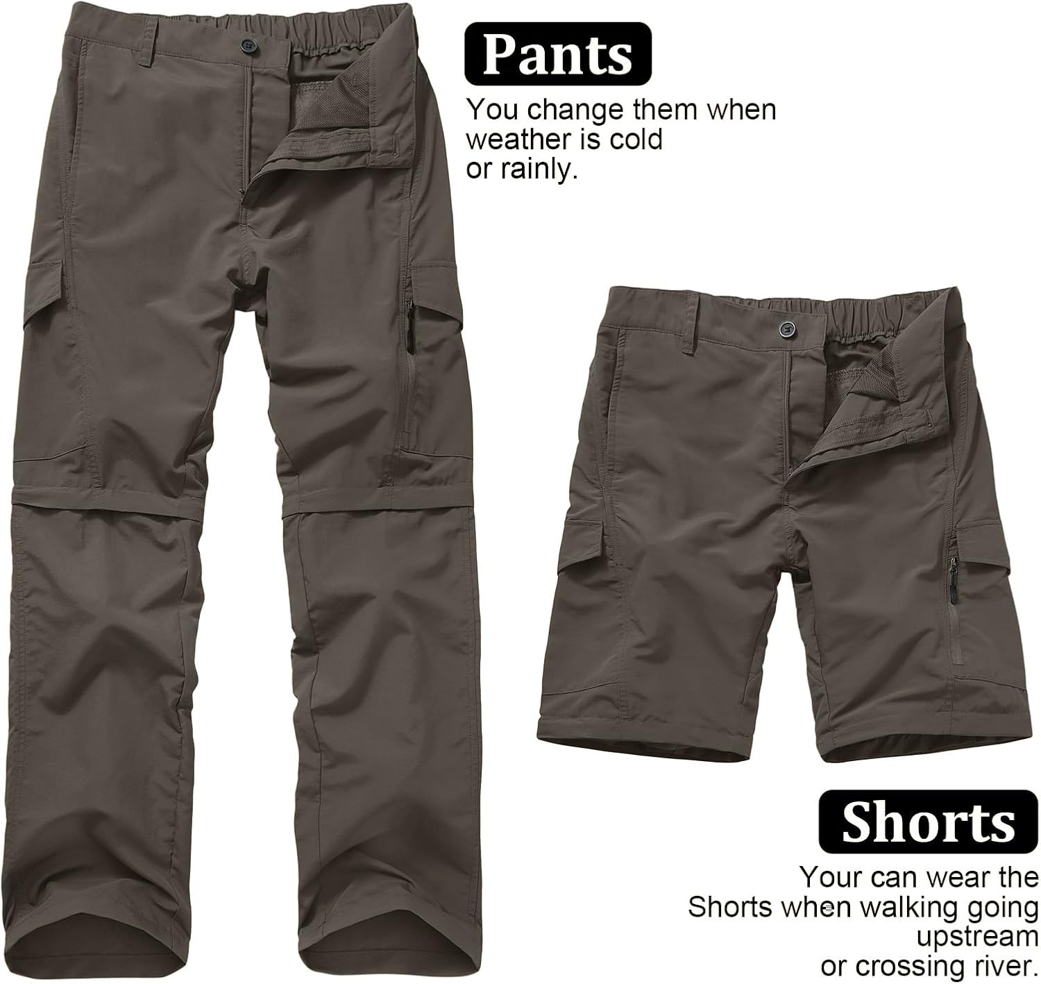 linlon Boy Scout Pants Hiking Mens Convertible Zip Off Safari Fishing