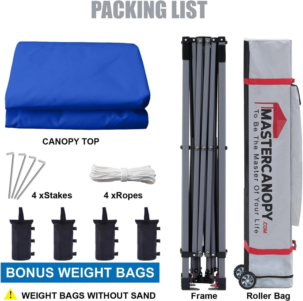 MASTERCANOPY 10x10 Heavy Duty Pop up Canopy Tent with Sidewalls, Blue