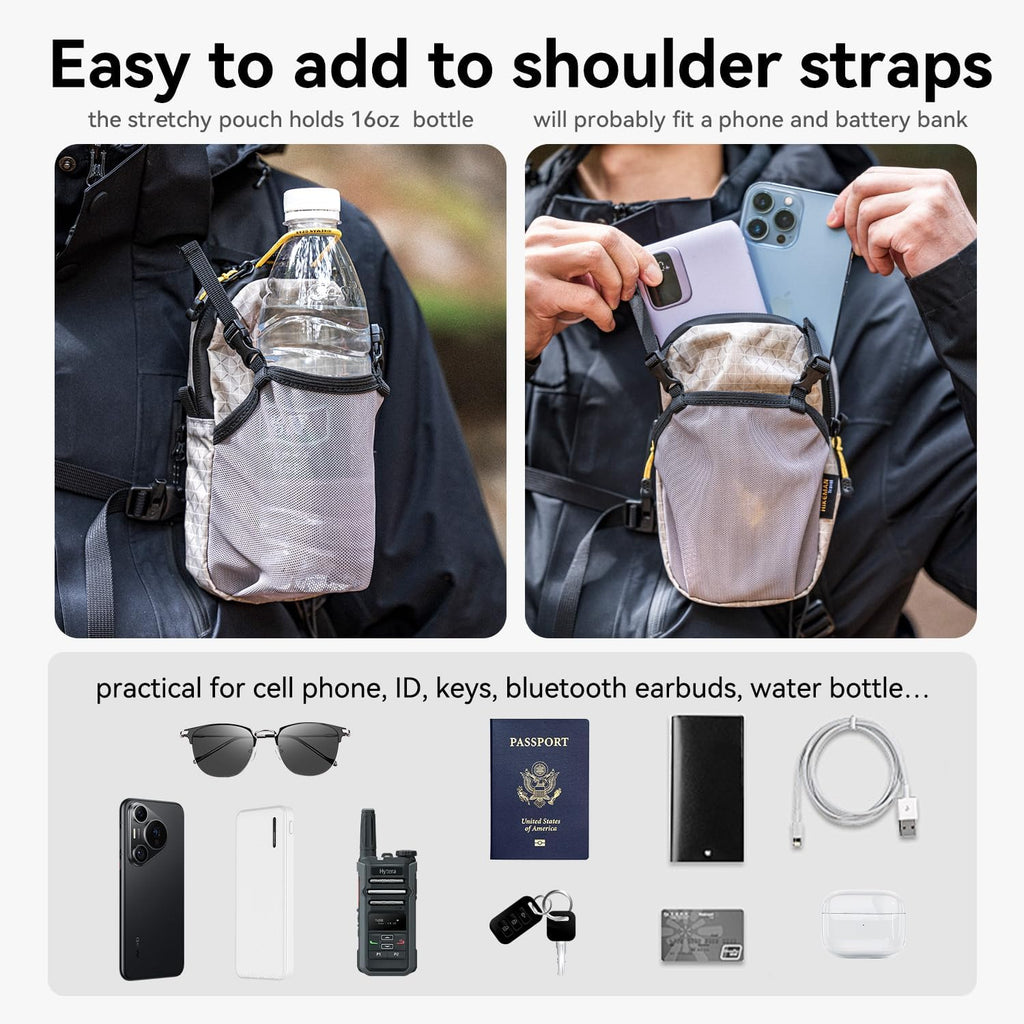 HIKEMAN Backpack Shoulder Strap Pouch - Smartphone Strap Pack,Waterproof Backpack Strap Pocket Attachment Bag for Hikers,Small Crossbody Bag Waist Pack for Sports Hiking Camping(Black)