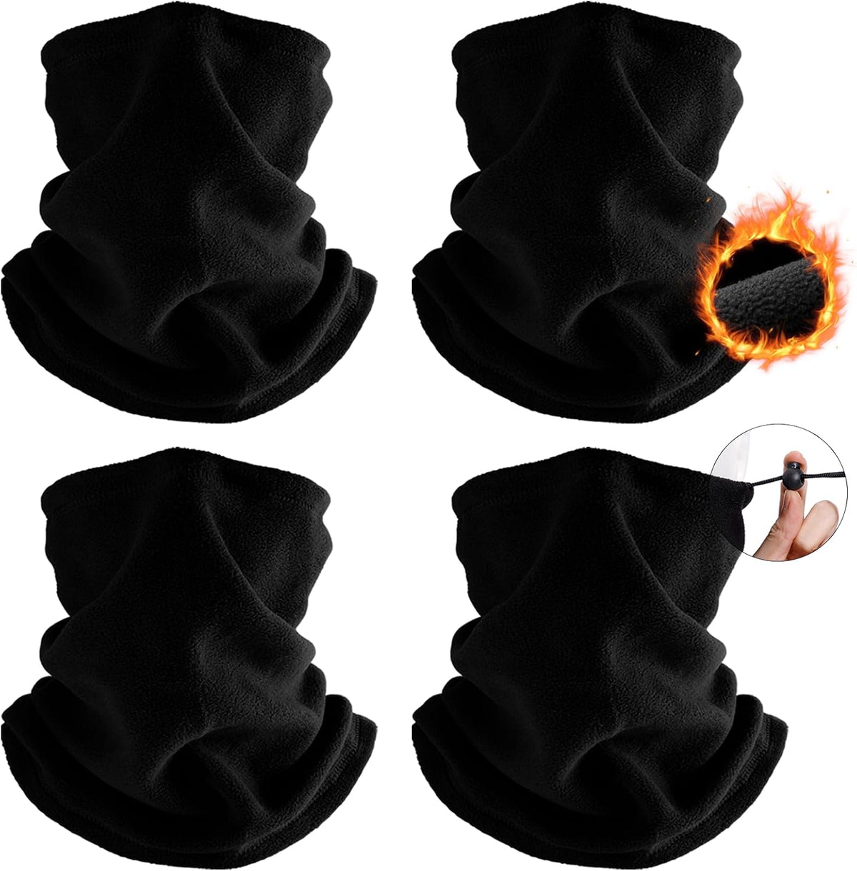 Fivali Winter Neck Warmer Gaiter: Windproof Fleece Face Mask Multi Pack