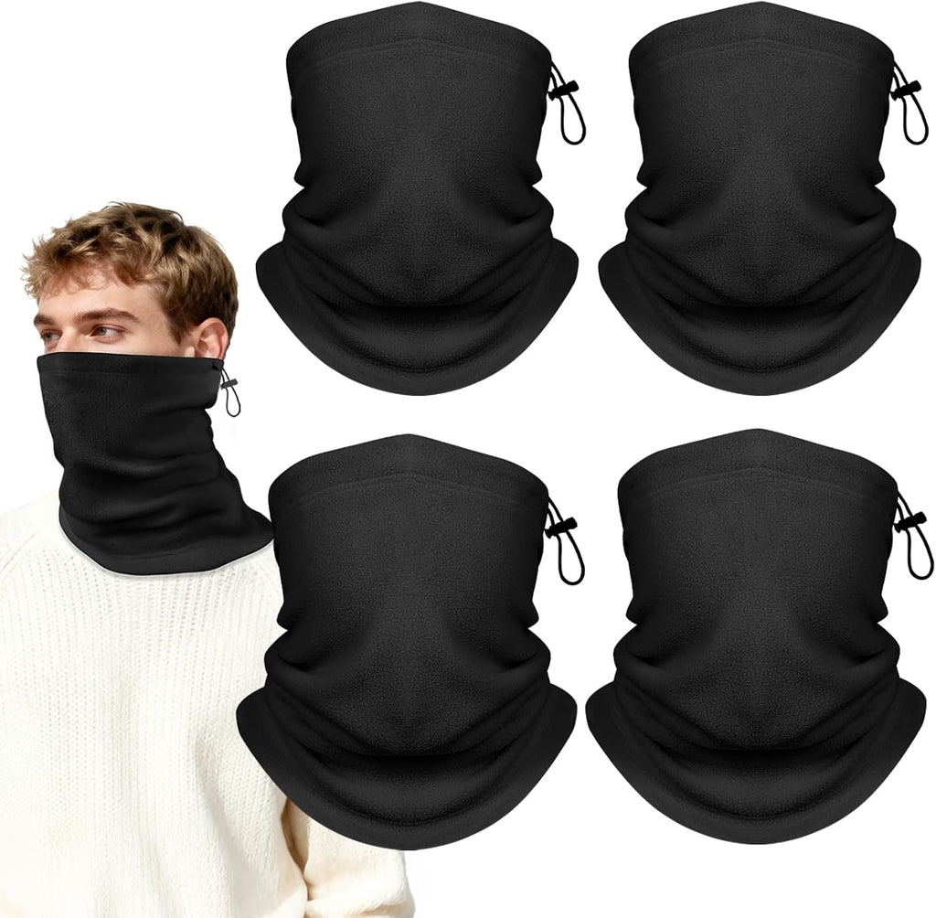 Winter Neck Warmer Gaiter: 4 Pack Windproof Fleece Face Cover