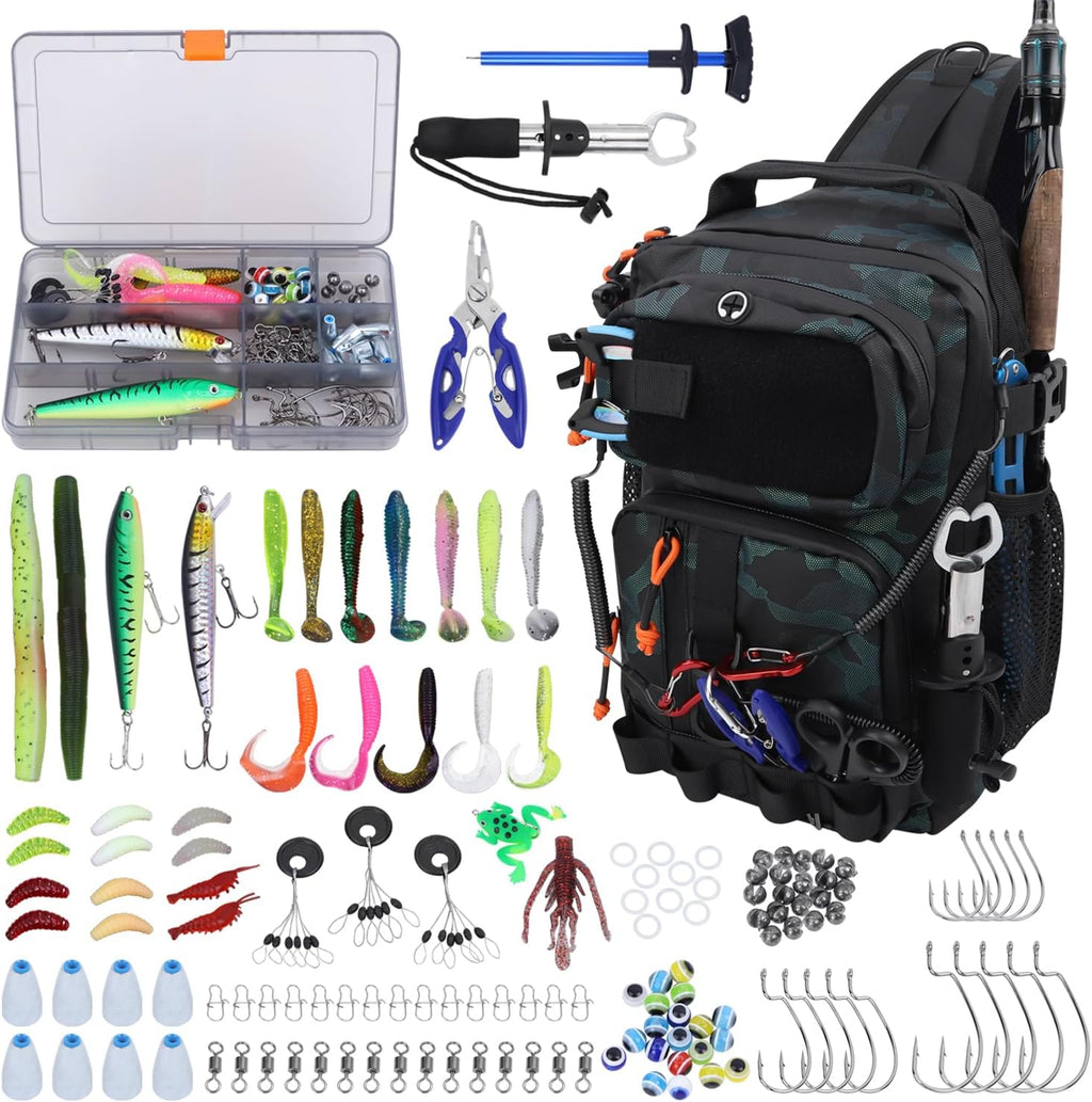 Fishing Backpack with Tackle Boxes&Tool Set,Gifts for Men (Green)