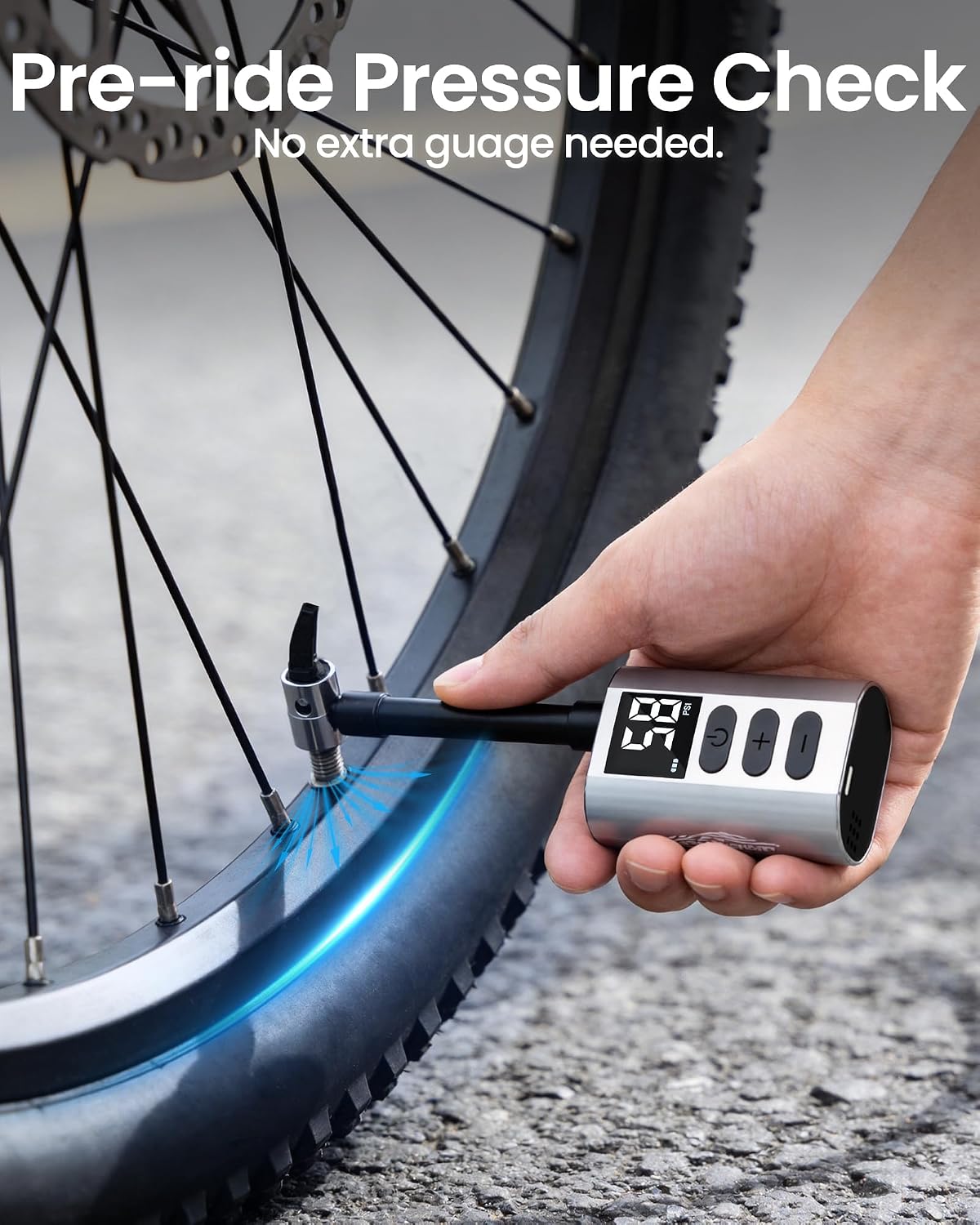 Electric Bike Pump, 120 PSI, with Presta & Schrader Valve
