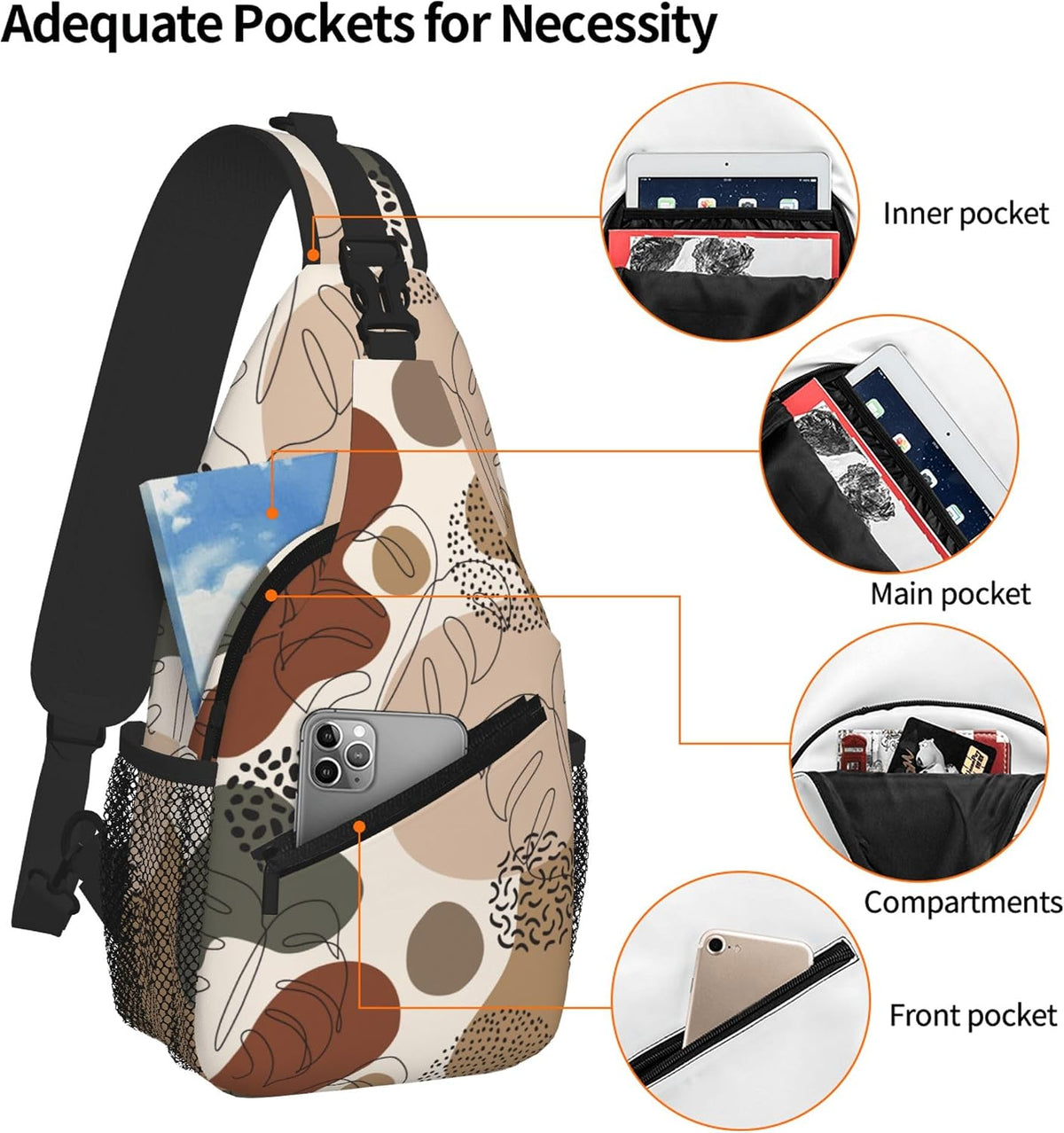 Boho Women's Hiking Daypack Sling Bag Crossbody Backpack