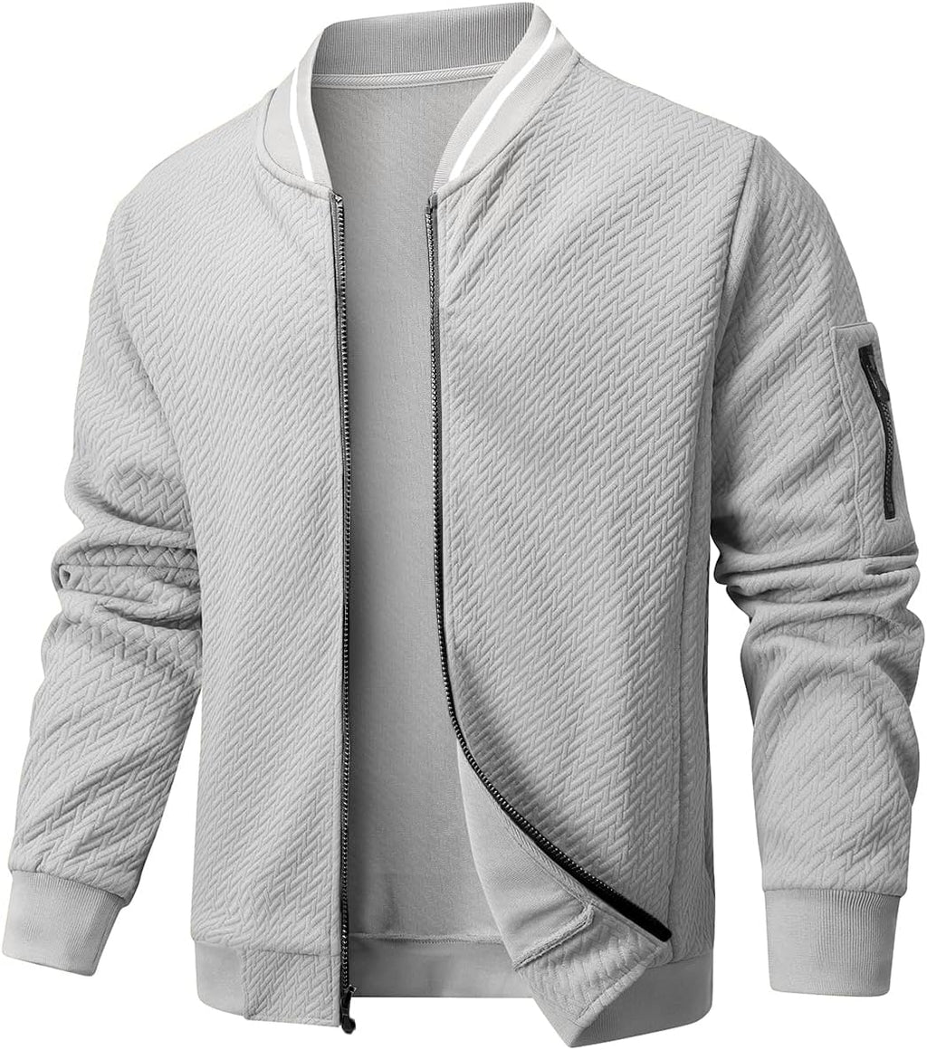 Wizoat Mens Casual Jacket Loose Fit Lightweight Jacket Varsity Bomber Jacket with Zipper