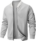 Wizoat Mens Casual Jacket Loose Fit Lightweight Jacket Varsity Bomber Jacket with Zipper