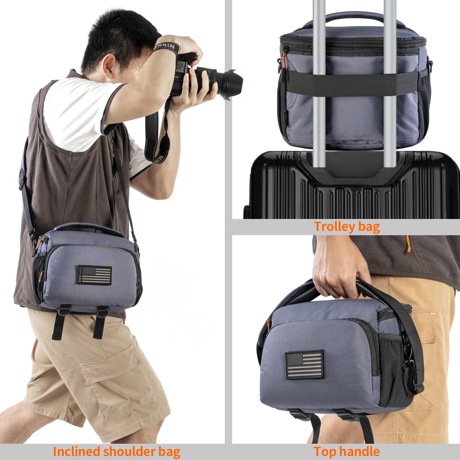 Vogano Camera Bag, Protective Covers Photography Shoulder Bag Compatible for Nikon, Canon, Sony DSL/SLR/Mirrorless Equipment Travel Waterproof
