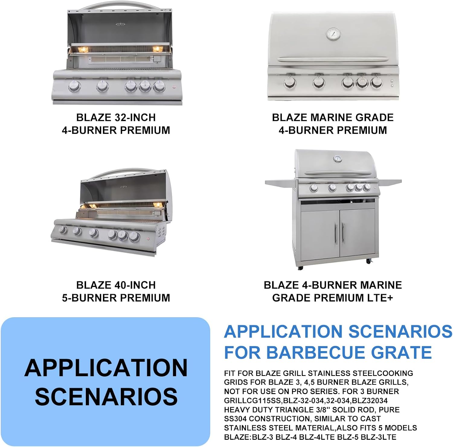 Blaze Grill Grates Replacement 4pcs Set